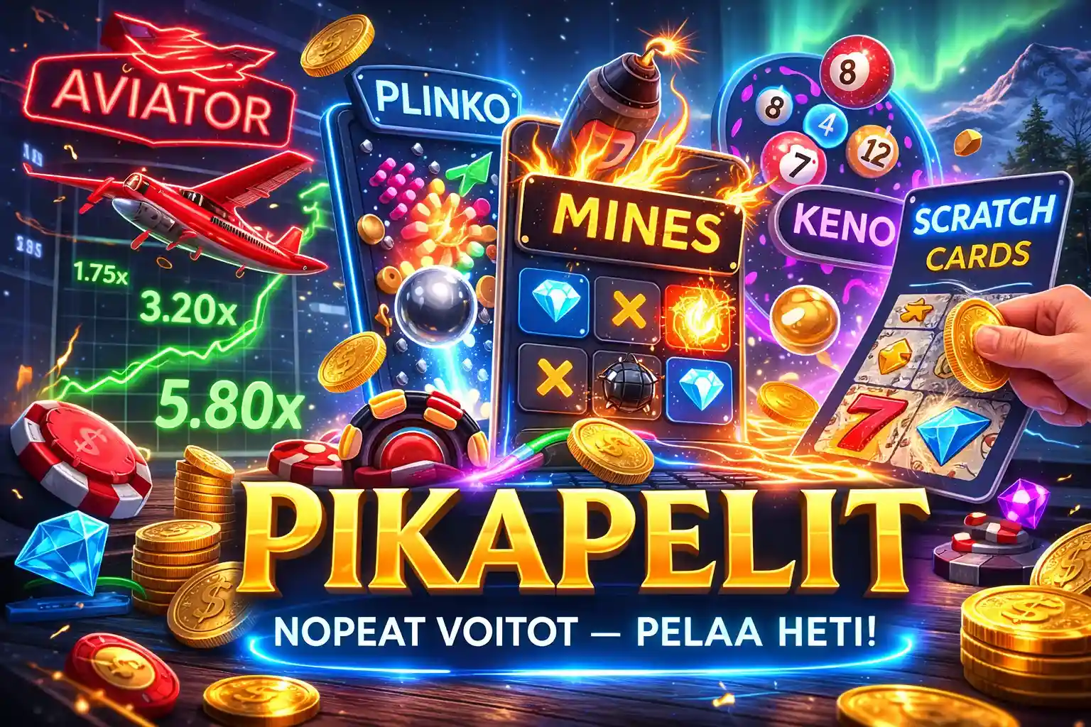 Crash ja instant pelit kuten Aviator Plinko ja Keno mobiilipelaamisessa
