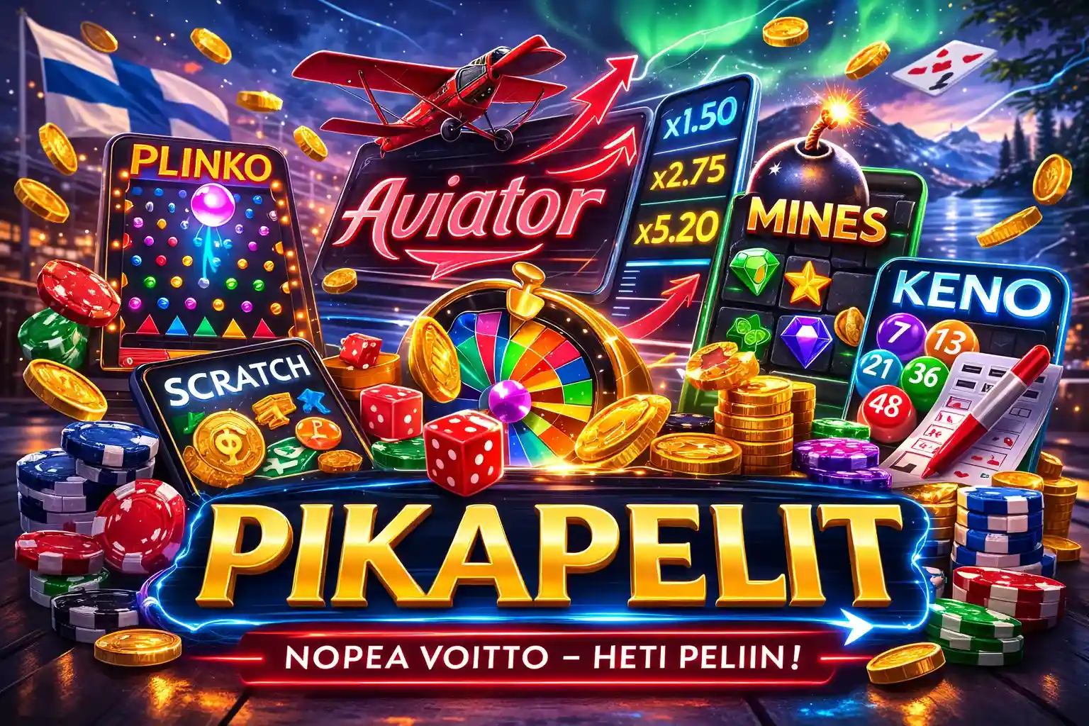 Crash ja instant kasinopelit kuten Aviator Mines ja Plinko mobiilissa